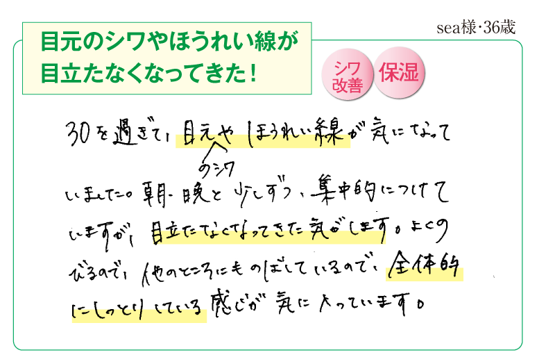 目元のシワやほうれい線が目立たなくなってきた