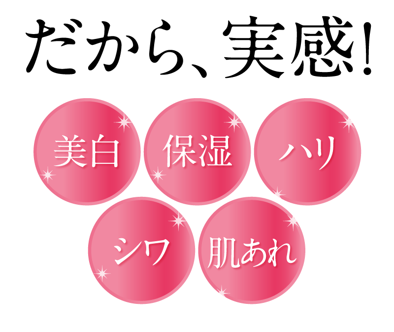 だから効く！美白、保湿、ハリアップ、シワ改善、肌荒れ改善