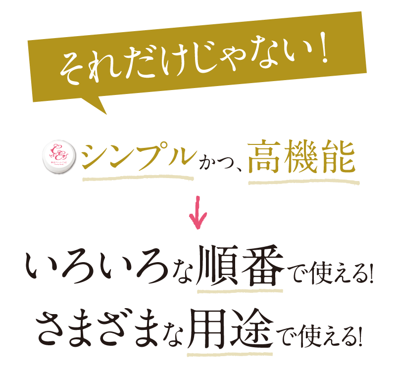 リップクリーム、ハンドクリーム、アイクリーム、ヘアクリーム、ブースター